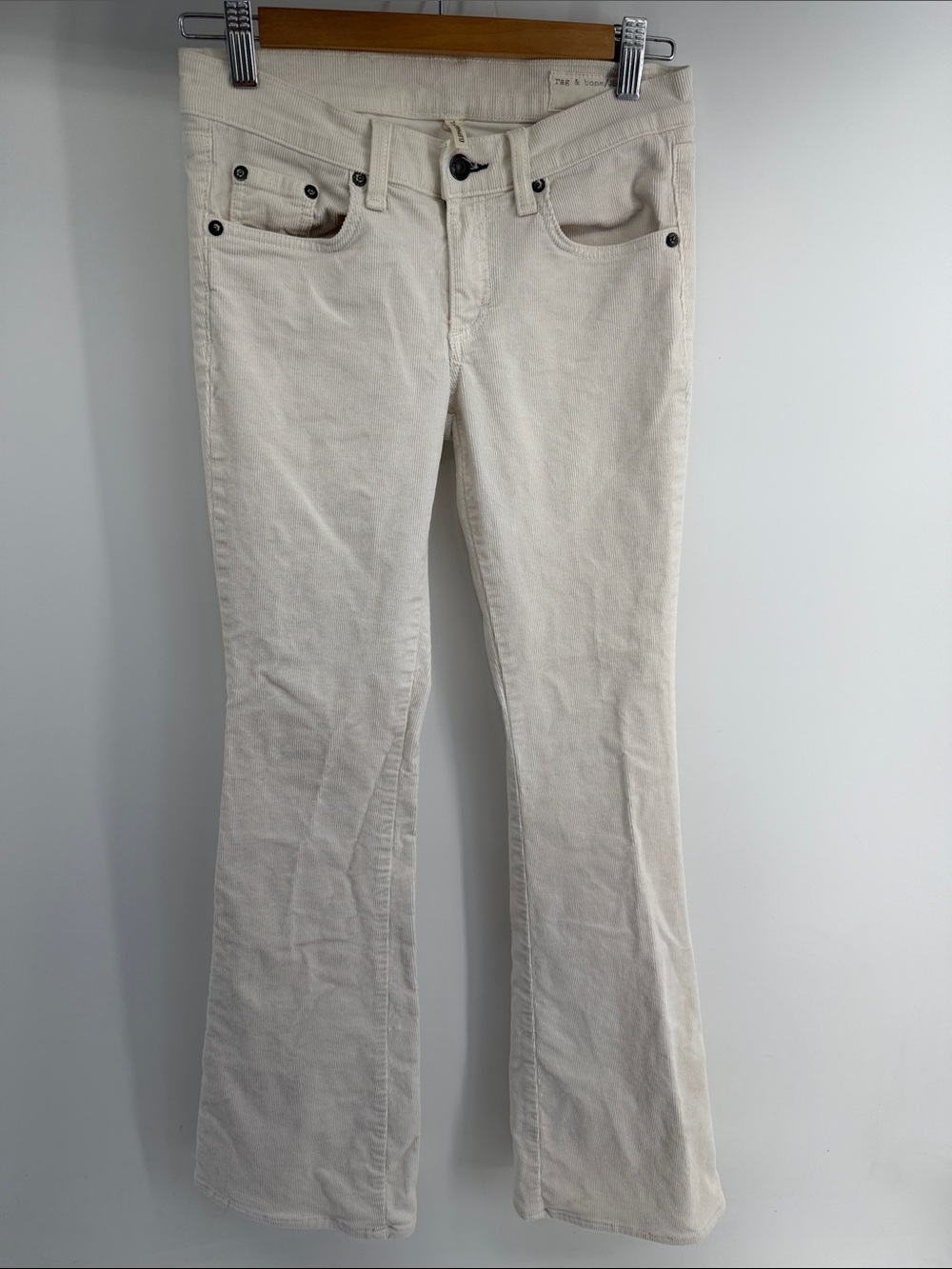 Rag & Bone Elephant Bell low rise fine tooth corduroy flared pants sz 25